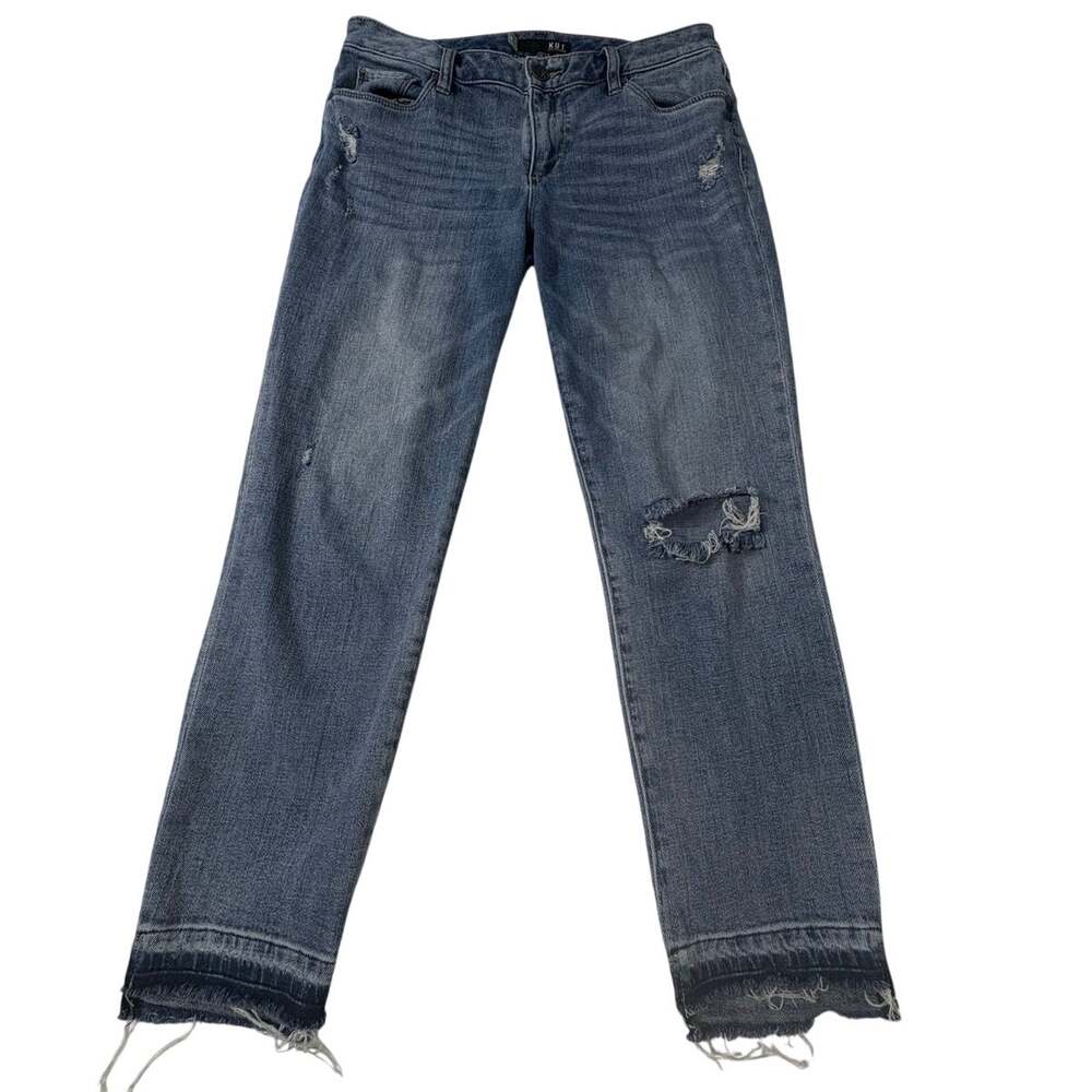 Kut from the Kloth distressed frayed size 6 cotton spandex medium blue